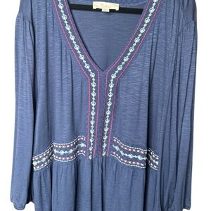 NWT Nurture by Westbound Blue Embroidered Plus Size 2x Boho
